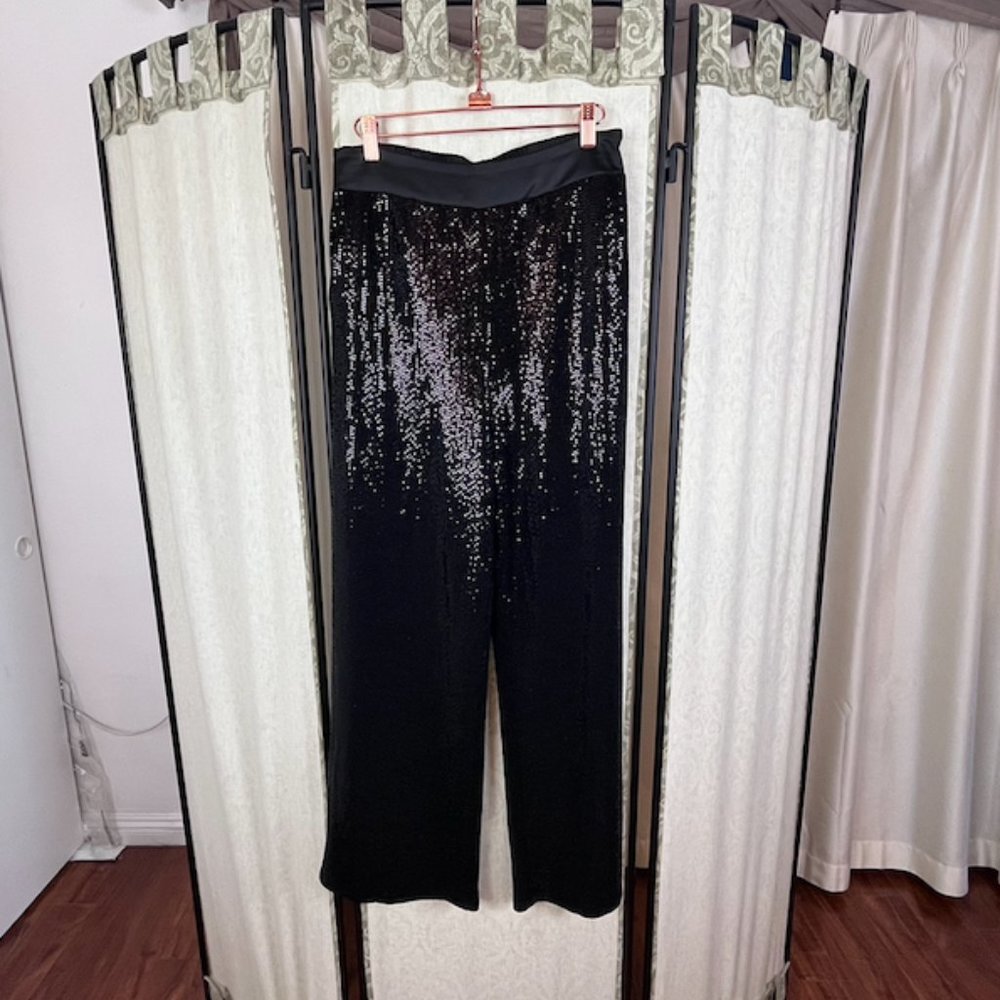 Women’s- Black- Gibson Sequin Trouser Pants- size small,  inseam 28.5 inches
